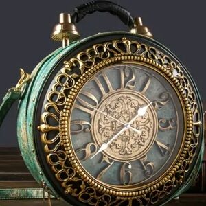 Vintage Clock Design Handbag With Actual Working Clock